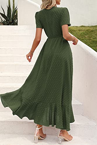 41nV7gn9S6L.jpg Women's Summer Maxi Dress Casual Wrap Floral Boho Short Sleeve V Neck Split Ruffle Beach Long Dresses