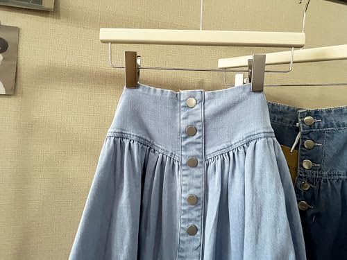 41niG1b8SGL.jpg Women's High Waist Long Denim Skirt Button Down Swing A-Line Jean Maxi Skirt with Pockets