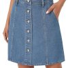 41t7i7DJzZL.jpg Women's Button Down High Waisted A Line Jean Mini Denim Skirt with Pockets
