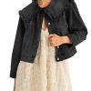 41uKRTAdKlL.jpg Takaneo Womens Denim Jacket Peter Pan Collar Cute Cropped Long Sleeve Shirts Jean Coat with Pockets