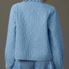 41w4F9cOBsL.jpg Womens Denim Jacket Casual Long Sleeve Peter Pan Collar Denim Shirts Tie Front Shacket Loose Fit Top