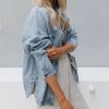 Womens Denim Shirt Long Sleeve Oversized Boyfriend Jean Jacket Shacket Trendy Button Down Shirt