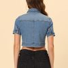 41xwI3yAhOL.jpg Casual Jacket for Women's Short Sleeves Crop Jean Denim Jacket