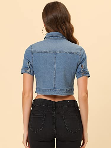 41xwI3yAhOL.jpg Casual Jacket for Women's Short Sleeves Crop Jean Denim Jacket