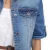 Women's Short Sleeve Stretch Denim Jacket Retro Casual Button Down Cropped Trucker Jean Jackets