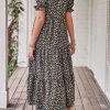 Summer Dresses for Women 2025 Casual Floral Boho Midi Sun Dress Puff Short Sleeve Flowy Beach Vacation Sundress