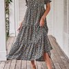 Summer Dresses for Women 2025 Casual Floral Boho Midi Sun Dress Puff Short Sleeve Flowy Beach Vacation Sundress