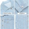 Womens Stretch Button Down Long Sleeve Pockets Denim Jean Trucker Jacket