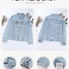 Womens Boyfriend Washed Crop Denim Jean Jacket Coat