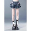 518GtB6-FiL.jpg Y2K Women Ruffle Hem Blue Jean Pleated Mini Skirt - Denim Bustier Top Suit