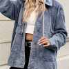 Women's Oversized Denim Jacket Casual Long Sleeve Vintage Jean Jacket Top Coat with Detachable Hood