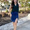 Women’s Denim Pencil Skirt High Waisted Knee Length Side Split Hem Stretch Jean Skirts for Women