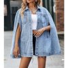 Denim Jacket for Women Poncho Cape Style Jean Jackets Loose Outerwear