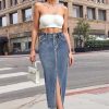 Women's Long Denim Skirt – Stretch Jean Skirt for Office and Casual Wear