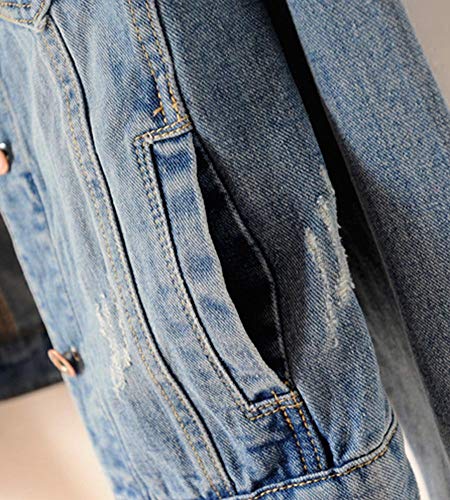 Womens Denim Jackets Distressed Ripped Long Sleeve Jean Jacket Coats