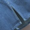 Women's Summer Casual Elastic Waist Pockets Work Midi Denim A Line Skirt