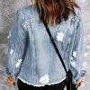 Womens Boyfriend Washed Crop Denim Jean Jacket Coat