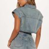 Women's Denim 2 Piece Outfits Button Down Crop Jacket and Shorts Set Summer Sexy Jeans Tracksuits