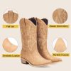 Cowboy Boots for Women Mid Calf Black Cowgirl Boots Square Toe Western Boots Womens Cowboy Boots Chunky Heel botas vaqueras para