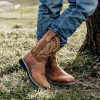 NINGO Steel Toe Work Boots for Men, Waterproof Square Toe Cowboy Boots Slip on, Comfortable Soft Toe Pull on Western Safety Work