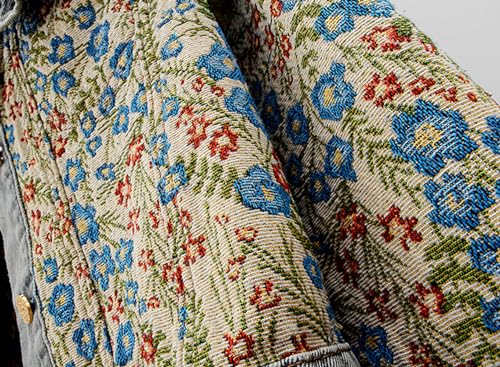 Women’s Sweet Peter Pan Collar Long Sleeve Jacquard Denim Jacket