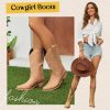 Cowboy Boots for Women Mid Calf Black Cowgirl Boots Square Toe Western Boots Womens Cowboy Boots Chunky Heel botas vaqueras para