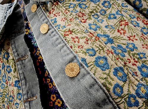 Women’s Sweet Peter Pan Collar Long Sleeve Jacquard Denim Jacket