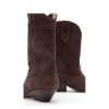 Suede Cowboy Boots for Women Pointed Toe Mid-Calf Western Boots Chunky Heel Cowgirl Booties Dressy Pull on Wide Calf Fashion