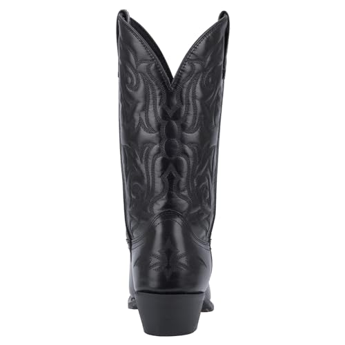 Mens Hawk Embroidered Snip Toe Casual Boots Mid Calf - Black
