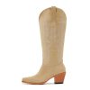 Cowboy Boots For Women Wide Calf Knee High Tall Western Style Comfortable Ladies Plus Size Cowgirl Boots Chunky Heel