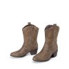 Cowboy Boots for Women, Mid Calf Cowgirl Boots with Embroidery Round Toe Western Chunky Low Heel Shoes