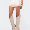 White Cowgirl Boots Women Cowboy Knee High Tall Boots Chunky Heel Pointed Toe Pull-On Western Wide Calf Boats Country Fashion