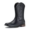 Cowboy Boots For Men Wide Foot Square Toe Western Boots with Classic Embroidered Durable Slip on Boots