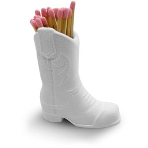 Cowboy Boot Ceramic Match Holder with Built-in Striker - Rustic Western Home Decor - Vintage Farmhouse Aesthetic-Kitchen,