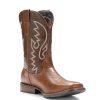 Cowboy Boots For Men with Wide Square Toe Western Retro Boot Durable Classic Fashionable Embroidered Pull On Slip Resistant