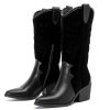 Women's Mid Calf Boots, Flat Casual Round Toe Booties Fashion Buckle Dressy Fall and Winter Low Heeled Boots for Women.