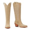 Cowboy Boots For Women Wide Calf Knee High Tall Western Style Comfortable Ladies Plus Size Cowgirl Boots Chunky Heel