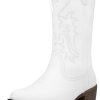 Women's Cowboy Boots, Western Cowgirl Mid-Calf Pull on Round Toe Embroidered Country Boots with Inside Zipper