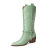 31RzaVuawL.jpg Cowboy Boots for Women with Chain, Pointy Toe Chunky Heel Women's Riding Boots with Embroidered, Pull on Style Western Boots,