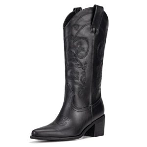 31XrNaEzr8L.jpg Cowboy Boots for Women Wide Calf - Cowgirl Boots with Pointed Toe and Chunky Heel for All-Day Comfort | Perfect for Country