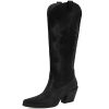 31YKIcIK4QL.jpg Women's Rhinestone Cowboy Boots Mid Calf Cowgirl Boots Pointed Toe Chunky Heel Sparkly Western Boot with Pull On Tabs