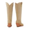 Cowboy Boots For Women Wide Calf Knee High Tall Western Style Comfortable Ladies Plus Size Cowgirl Boots Chunky Heel