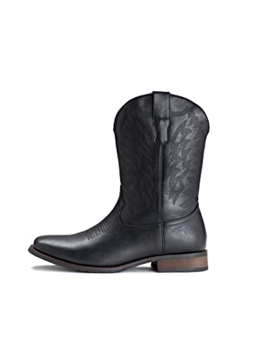 Cowboy Boots For Men Wide Foot Square Toe Western Boots with Classic Embroidered Durable Slip on Boots
