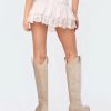 White Cowgirl Boots Women Cowboy Knee High Tall Boots Chunky Heel Pointed Toe Pull-On Western Wide Calf Boats Country Fashion