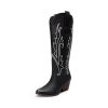 31kBXpDu3kL.jpg Womens Cowboy Knee High Boots Comfortable Pull On Side Zipper Chunky Heel Embroidered Western Cowgirl Boots Retro Tall Boot