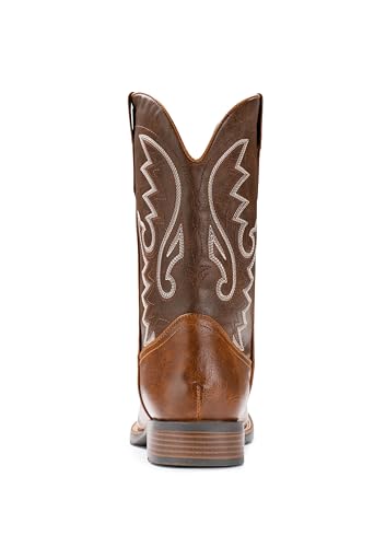 Cowboy Boots For Men with Wide Square Toe Western Retro Boot Durable Classic Fashionable Embroidered Pull On Slip Resistant
