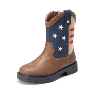 Boys Girls Cowboy Boots Kids Western Riding Mid Calf Boots with Side Zipper (Toddler/Little Kid/Big Kid)