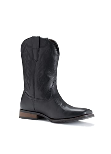 Cowboy Boots For Men Wide Foot Square Toe Western Boots with Classic Embroidered Durable Slip on Boots