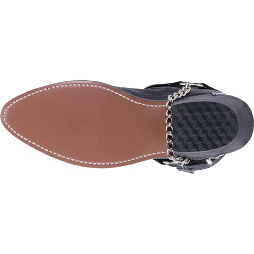 Mens Suiter Embroidered Round Toe Pull On Casual Boots Mid Calf - Black