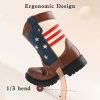Cowboy/Cowgirl Boots for Boys/Girls Toddler Western Wide Calf Square Toe Kids Boots with Side Zipper (White+ Brown+Dark Brown)